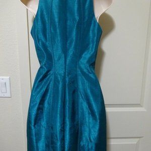 Keepsake The Label dark turquoise Slim curve huggi Satin Lined Dress Size S NWT